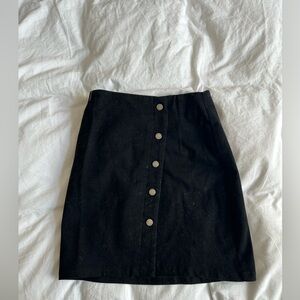 Black denim button up mini skirt